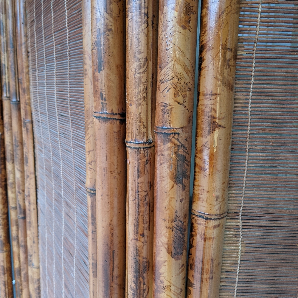 vtg 70s retro rattan bamboo screen room divider - Picture 3 of 9